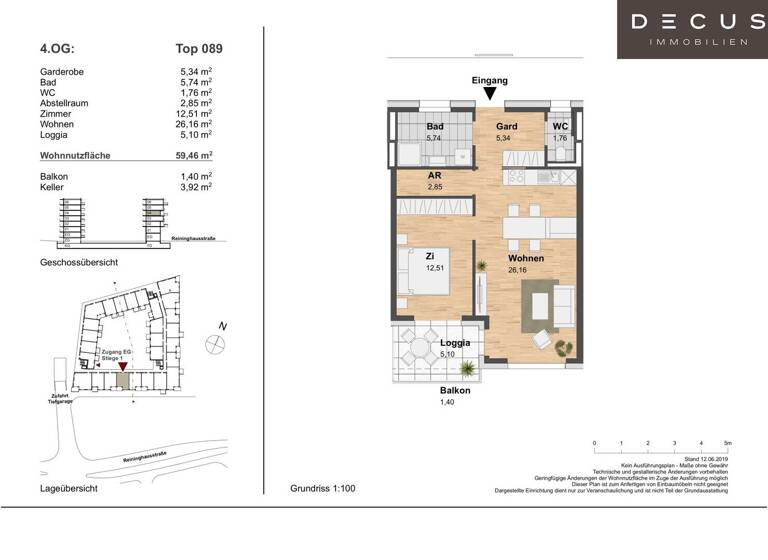 Wohnung zur Miete 654 € 2 Zimmer 4. Geschoss frei ab 01.04.2026 Eggenberg Graz 8020