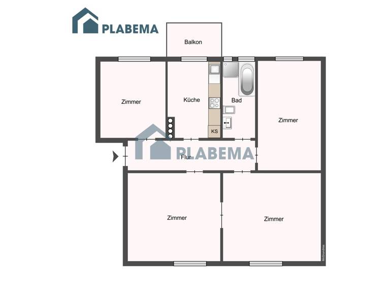 Wohnung zur Miete 1.130 € 4 Zimmer 103 m²<br/>Wohnfläche 2.<br/>Geschoss ab sofort<br/>Verfügbarkeit Fichtestraße 35 Parchim Parchim 19370