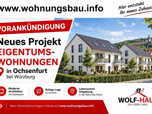 Wohnung zum Kauf - Erstbezug provisionsfrei 1 Zimmer 30,4 m² frei ab 01.06.2028 Ahornstraße Zeubelried Ochsenfurt 97199