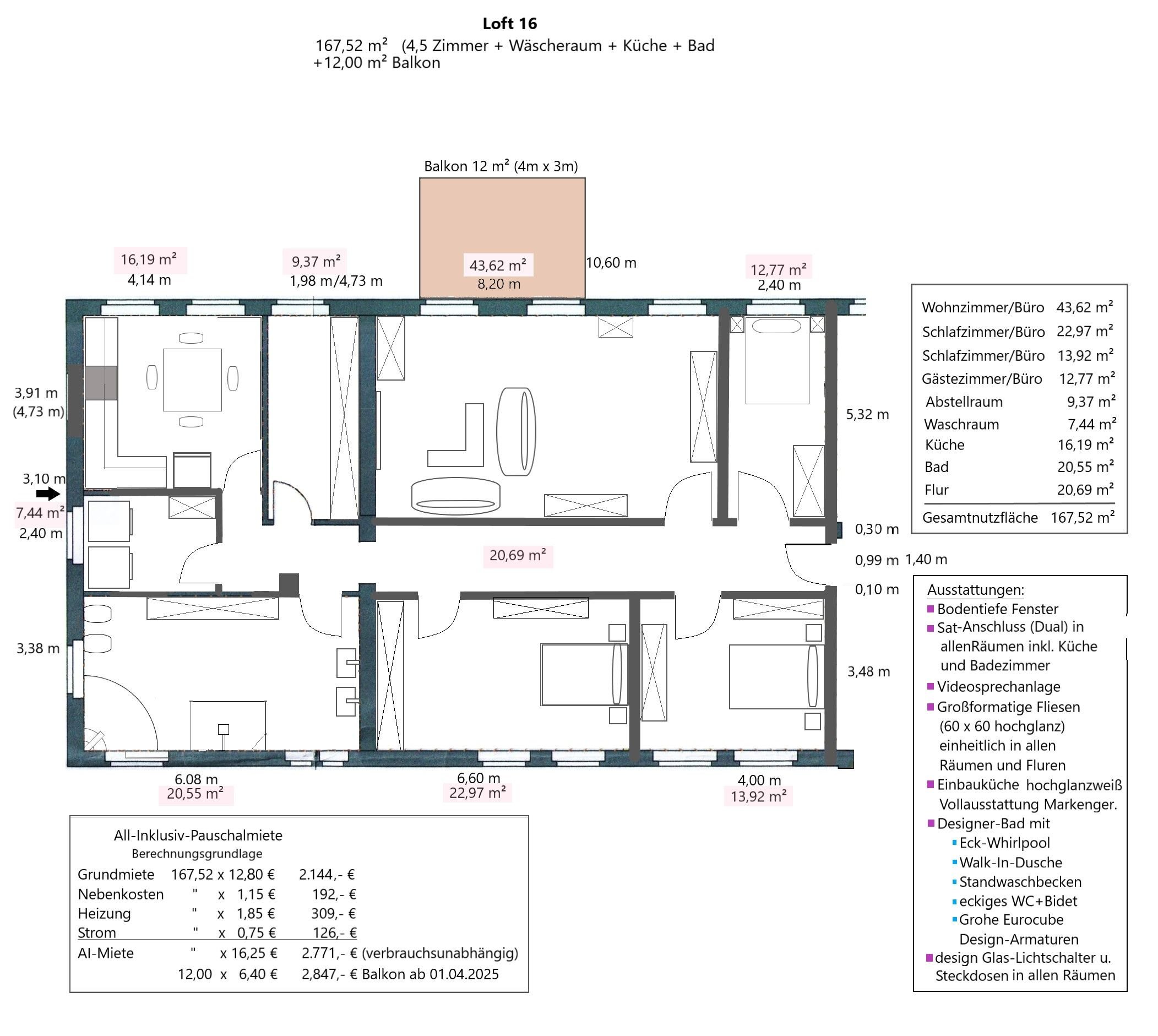 Bürofläche zur Miete provisionsfrei 12,80 € 4,5 Zimmer 167,5 m²<br/>Bürofläche Schafhof Nürnberg 90411