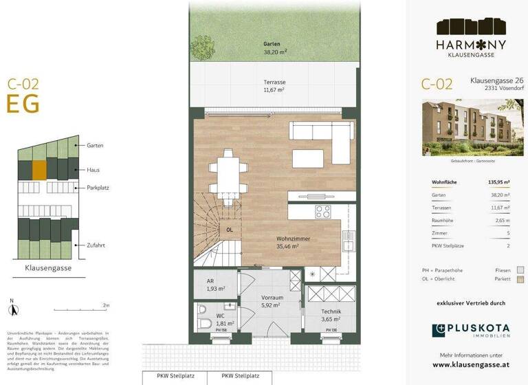 Reihenmittelhaus zum Kauf - Erstbezug 769.000 € 5 Zimmer 136 m² Niederösterreich 2331