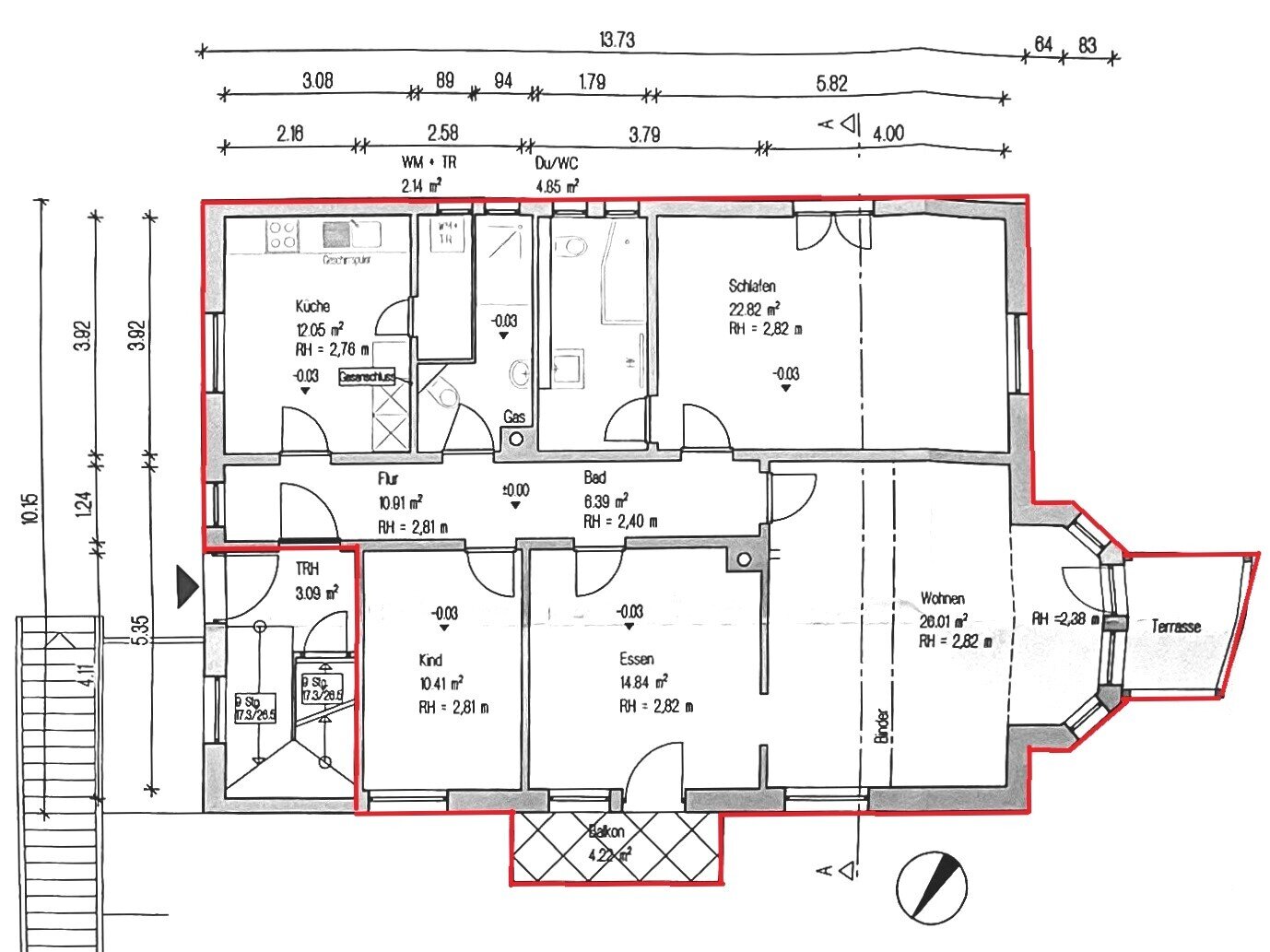 Wohnung zur Miete 1.400 € 4 Zimmer 110 m²<br/>Wohnfläche Baden-Baden - Kernstadt Baden-Baden 76530