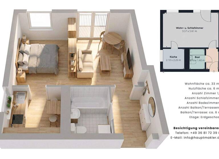 Wohnung zum Kauf provisionsfrei 38.000 € 1,5 Zimmer 32,7 m² EG Schneekopfstr. 38 Suhl 98528