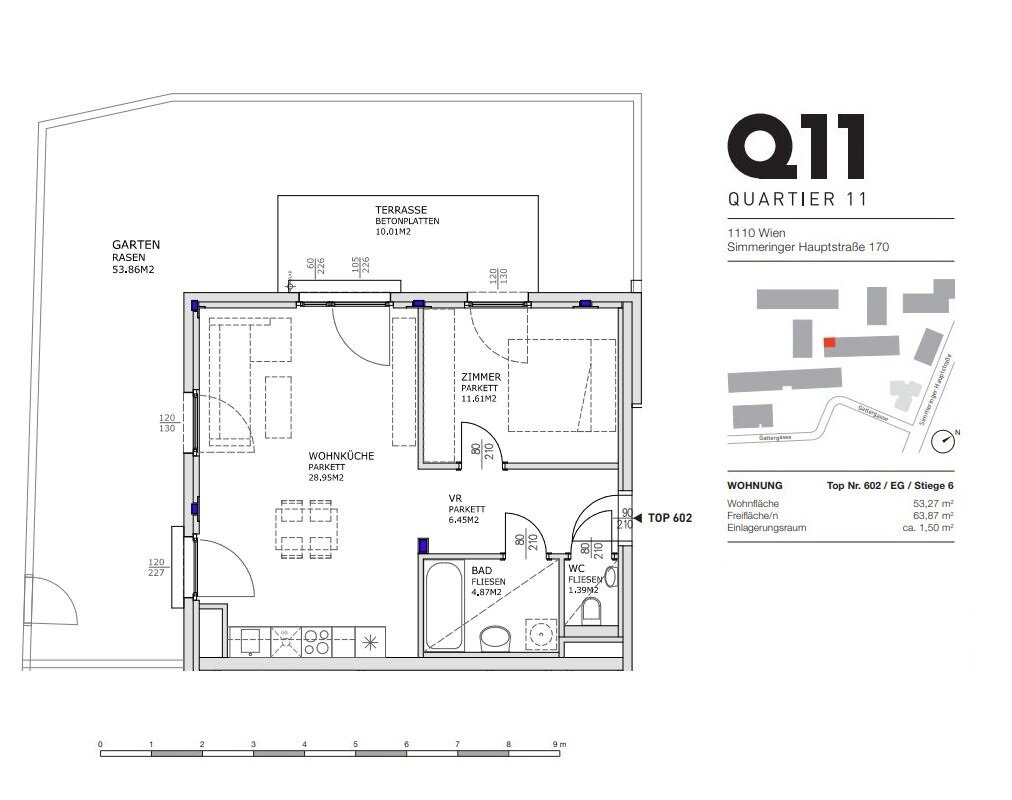 Wohnung zur Miete 749 € 2 Zimmer 53,3 m²<br/>Wohnfläche Simmeringer Hauptstraße 170 Wien 1110