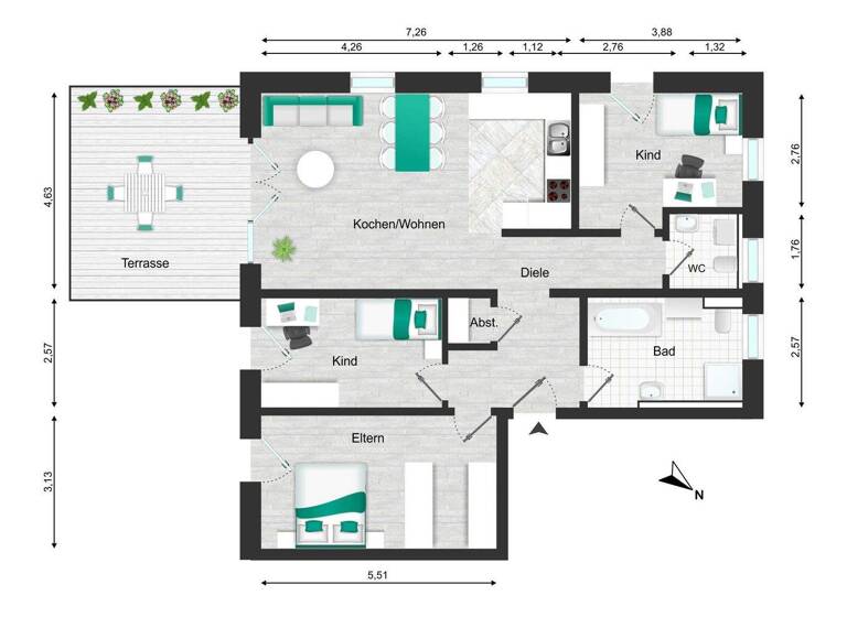 Wohnung zum Kauf - Erstbezug 723.500 € 4 Zimmer 104,9 m² EG Kolbermoor 83059