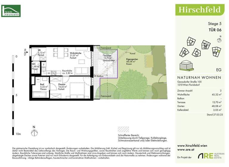 Wohnung zum Kauf - Erstbezug provisionsfrei 259.600 € 2 Zimmer 45,3 m² EG Gerasdorfer Straße 105 Wien 1210