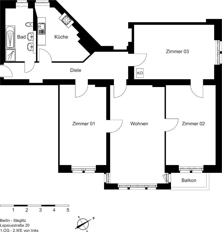 Wohnung zur Miete 2.099 € 4 Zimmer 128,6 m²<br/>Wohnfläche 1.<br/>Geschoss 01.12.2024<br/>Verfügbarkeit Lepsiusstr. 20 Steglitz Berlin 12163