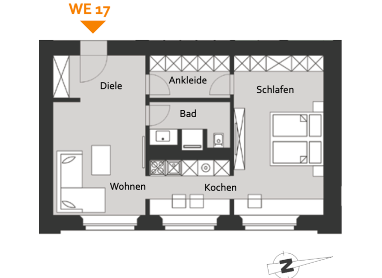 Wohnung zur Miete 507 € 2 Zimmer 57 m² 1. Geschoss frei ab sofort Georgenplatz 1 Innenstadt Zwickau 08056