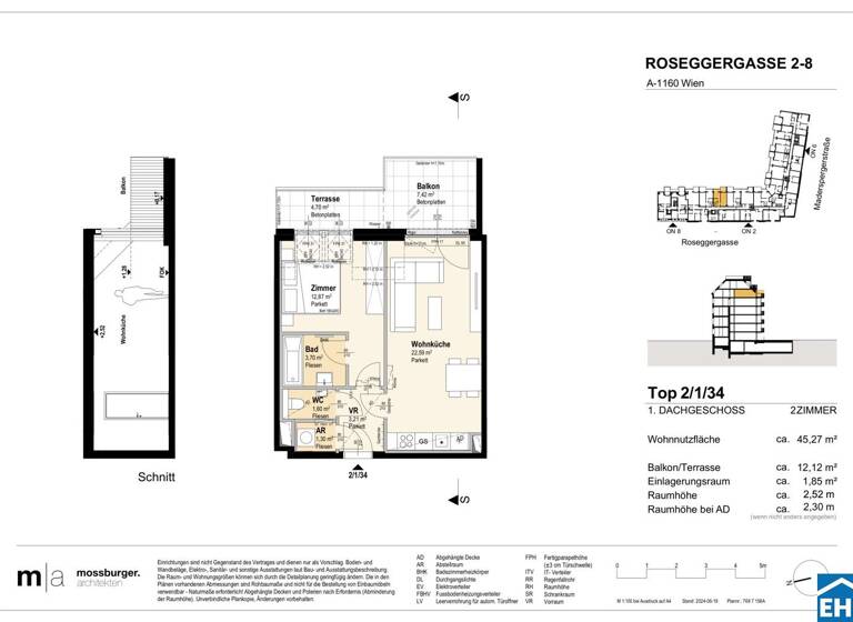 Wohnung zum Kauf - Erstbezug 374.600 € 2 Zimmer 45,3 m² Roseggergasse Wien 1160