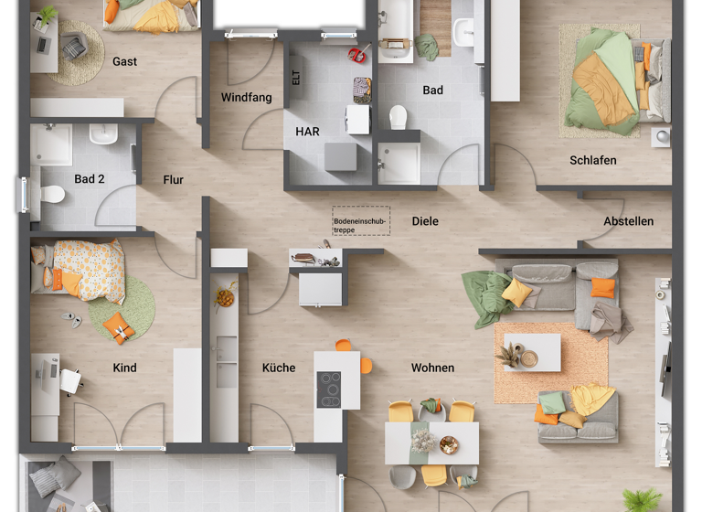 Bungalow zum Kauf - Erstbezug provisionsfrei 363.850 € 5 Zimmer 133 m² 615 m² Grundstück Am Stiegäcker Bisperode Coppenbrügge 31863