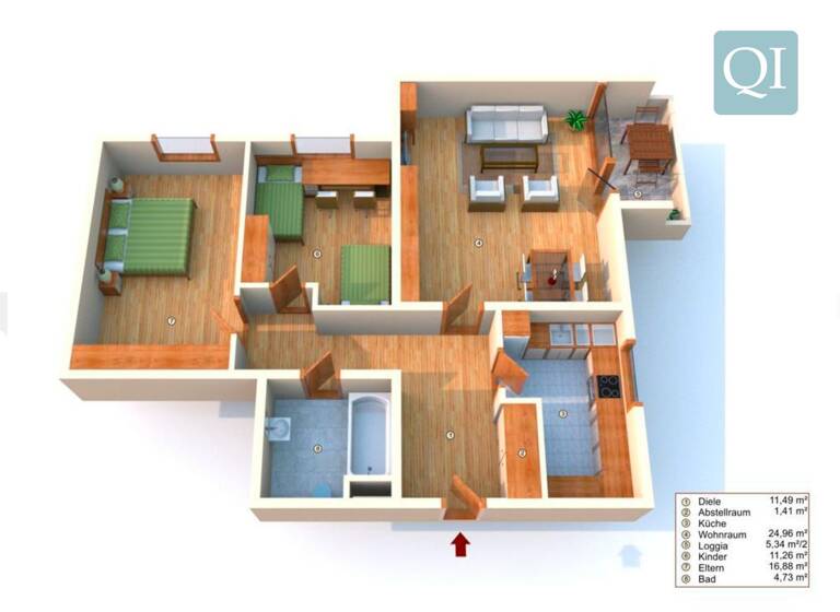 Wohnung zum Kauf 227.000 € 3 Zimmer 81 m² 2. Geschoss Ricklingen Hannover 30459