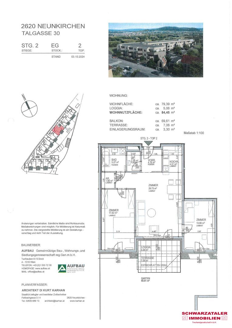 Wohnung zur Miete 1.043 € 2 Zimmer 79,4 m²<br/>Wohnfläche EG<br/>Geschoss 01.03.2025<br/>Verfügbarkeit Talgasse 30 Neunkirchen 2620