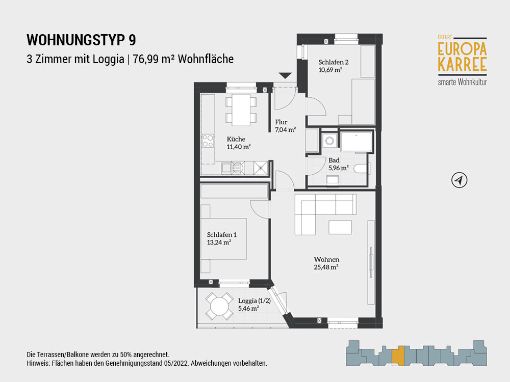 Wohnung zum Kauf 366.000 € 3 Zimmer 77 m²<br/>Wohnfläche 7.<br/>Geschoss 01.01.2026<br/>Verfügbarkeit Europaplatz 8 Gispersleben Erfurt 99091