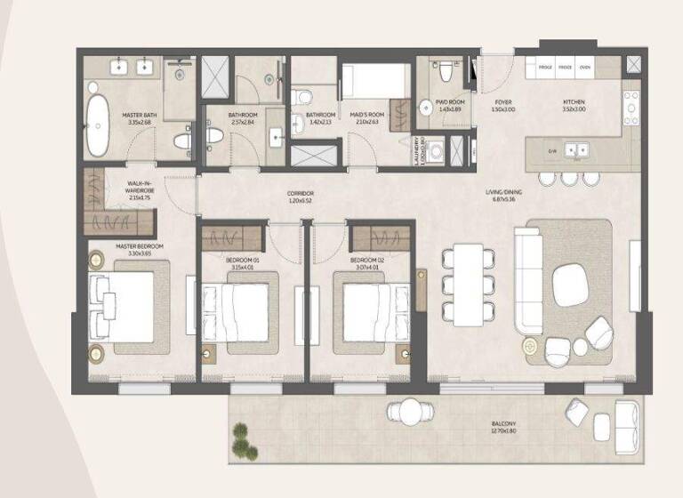 Wohnung zum Kauf - Erstbezug provisionsfrei 796.849 € 4 Zimmer 169 m² Dubai