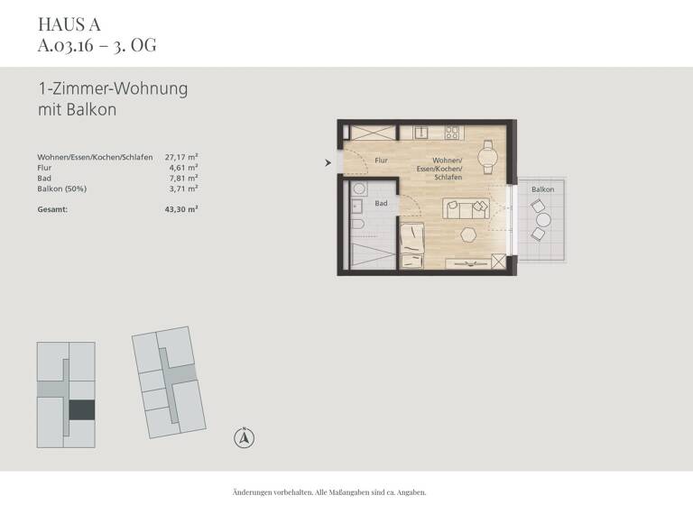 Wohnung zum Kauf 222.995 € 1 Zimmer 43 m²<br/>Wohnfläche 3.<br/>Geschoss Waldshut Waldshut 79761