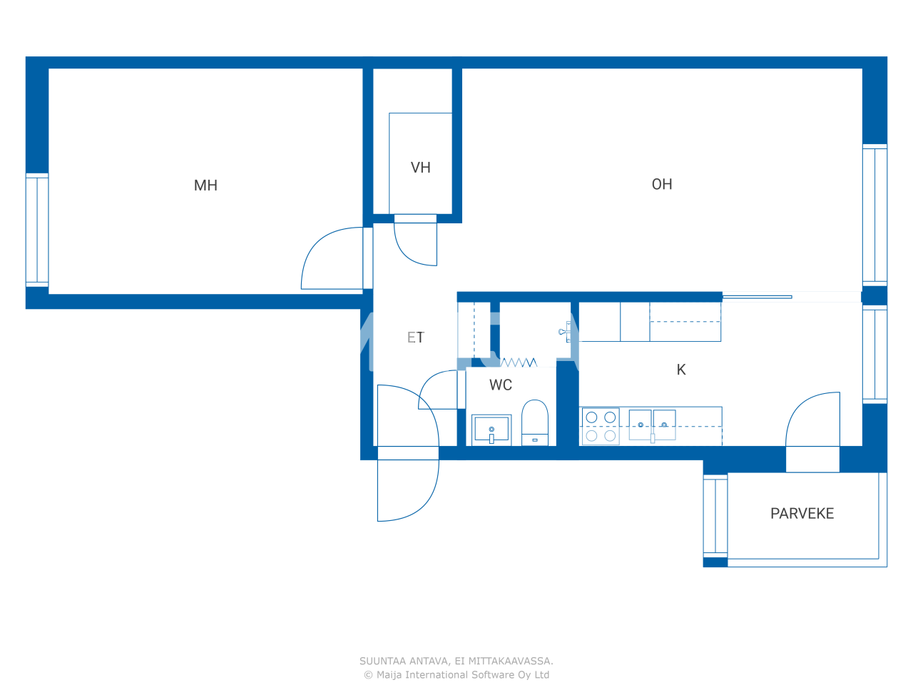 Studio zum Kauf 45.000 € 2 Zimmer 52 m²<br/>Wohnfläche 2.<br/>Geschoss Brahenkatu 23 Raahe 92100