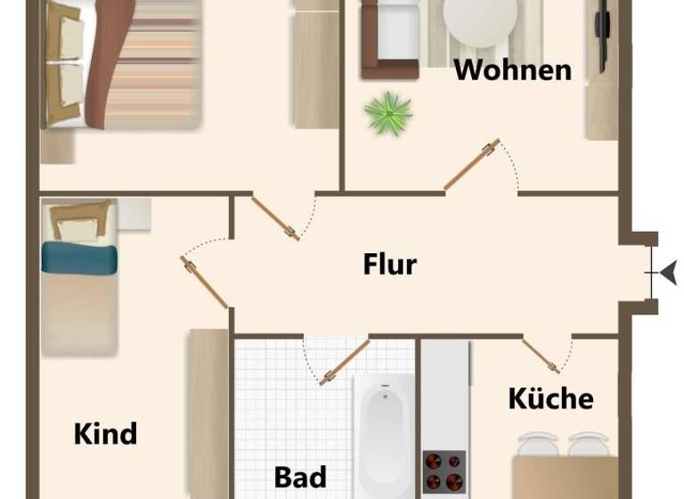 Wohnung zur Miete 425 € 3 Zimmer 76,6 m² 1. Geschoss Humboldtstraße 56 Freiberg 09599