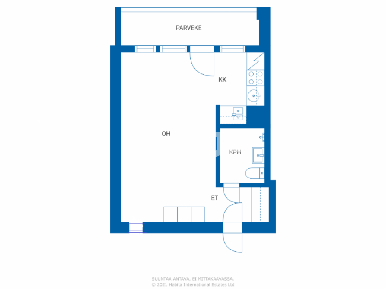 Studio zur Miete 725 € 1 Zimmer 27,5 m²<br/>Wohnfläche 3.<br/>Geschoss Vespertie 7 Helsinki 00320