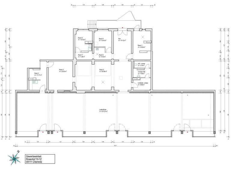 Laden zur Miete 10 € 7 Zimmer 449,7 m² Verkaufsfläche Rosenhof 10 Zentrum Chemnitz 09111