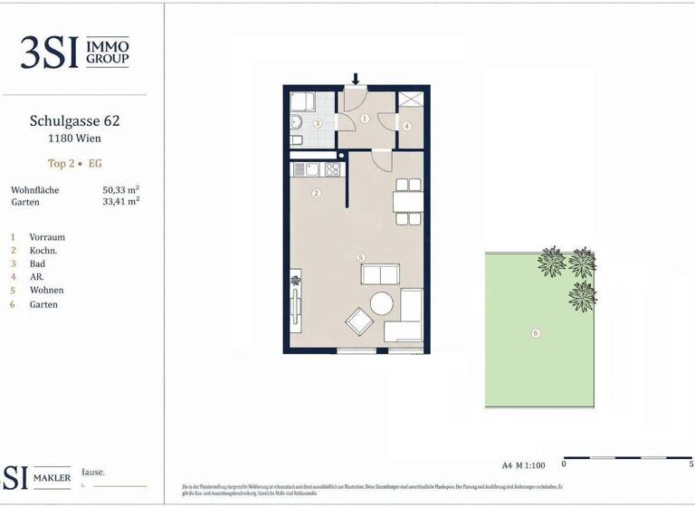 Studio zum Kauf 259.000 € 1 Zimmer 50,3 m² EG Schulgasse 63 Wien 1180