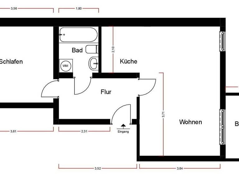 Wohnung zur Miete 375 € 2 Zimmer 50 m² 3. Geschoss Kreuzerstraße 1 Silberhöhe Halle (Saale) 06132