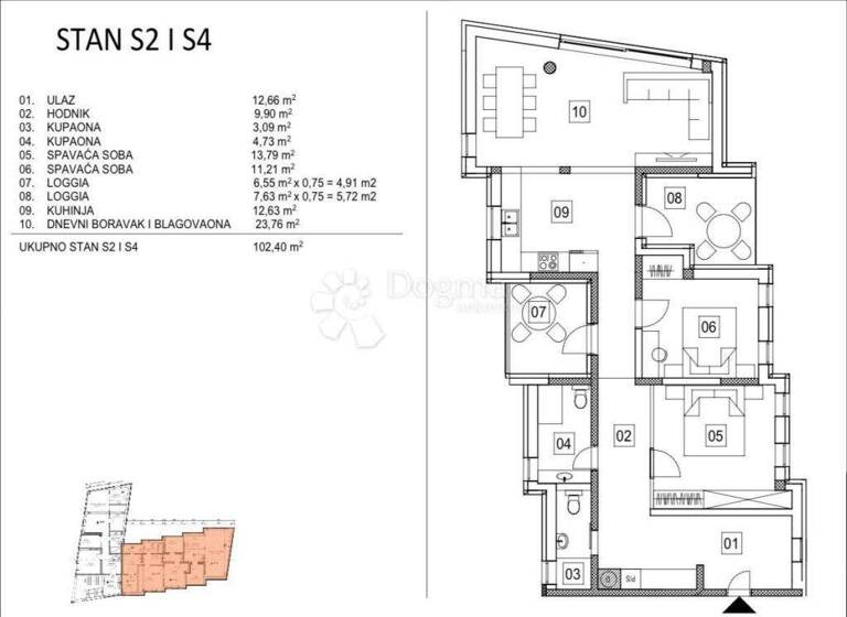 Wohnung zum Kauf 394.240 € 3 Zimmer 102 m² 1. Geschoss Sestine - Mlinovi