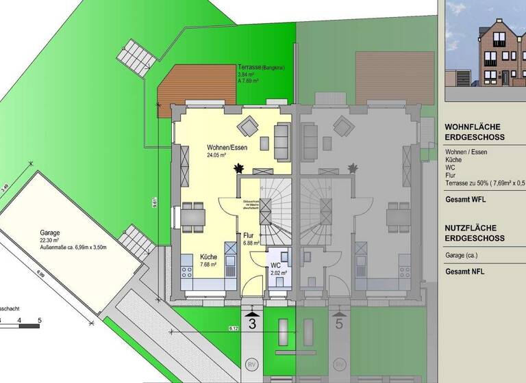 Doppelhaushälfte zur Miete - Erstbezug 2.950 € 5 Zimmer 157,7 m² 248 m² Grundstück Angermund Düsseldorf / Angermund 40489