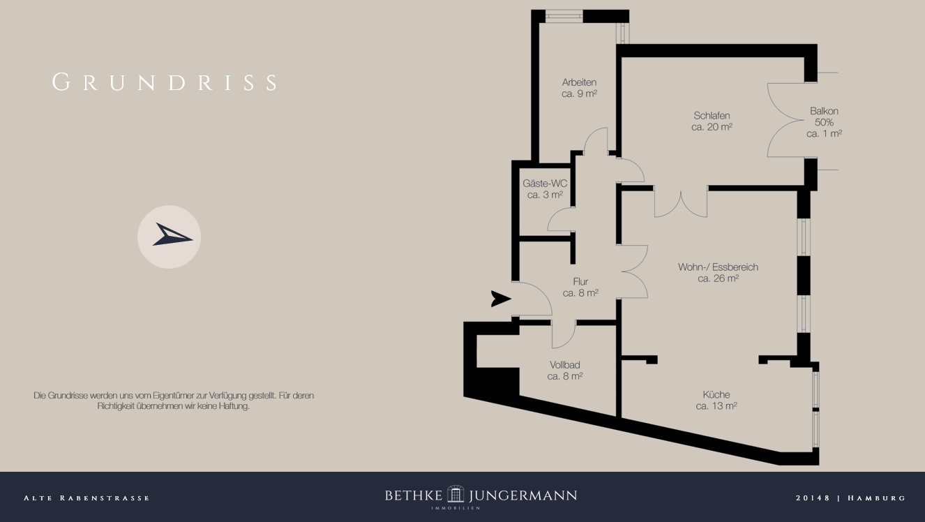 Wohnung zum Kauf 1.100.000 € 2,5 Zimmer 89 m²<br/>Wohnfläche 3.<br/>Geschoss Rotherbaum Hamburg 20148