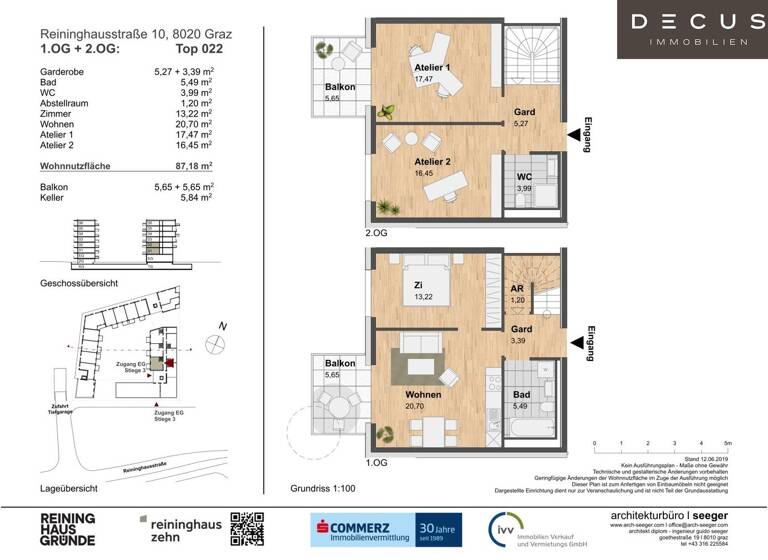 Maisonette zur Miete 1.032 € 4 Zimmer 87,2 m² 1. Geschoss frei ab sofort Eggenberg Graz 8020