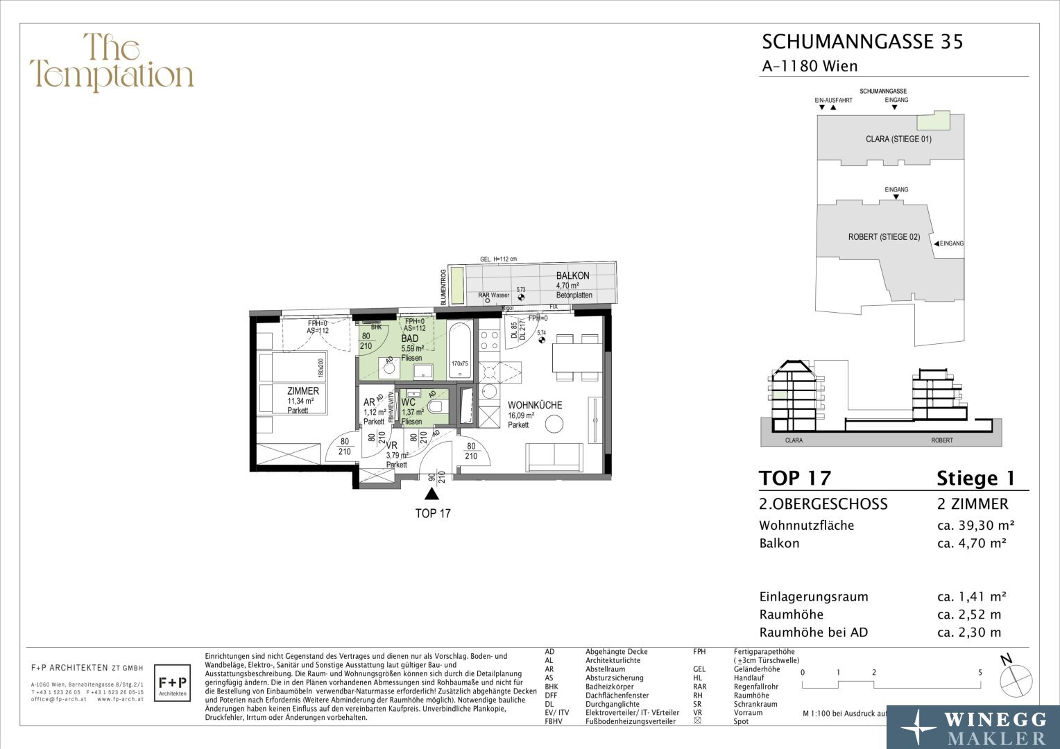 Wohnung zum Kauf 320.800 € 2 Zimmer 39,3 m²<br/>Wohnfläche 2.<br/>Geschoss Schumanngasse 35 Wien 1180