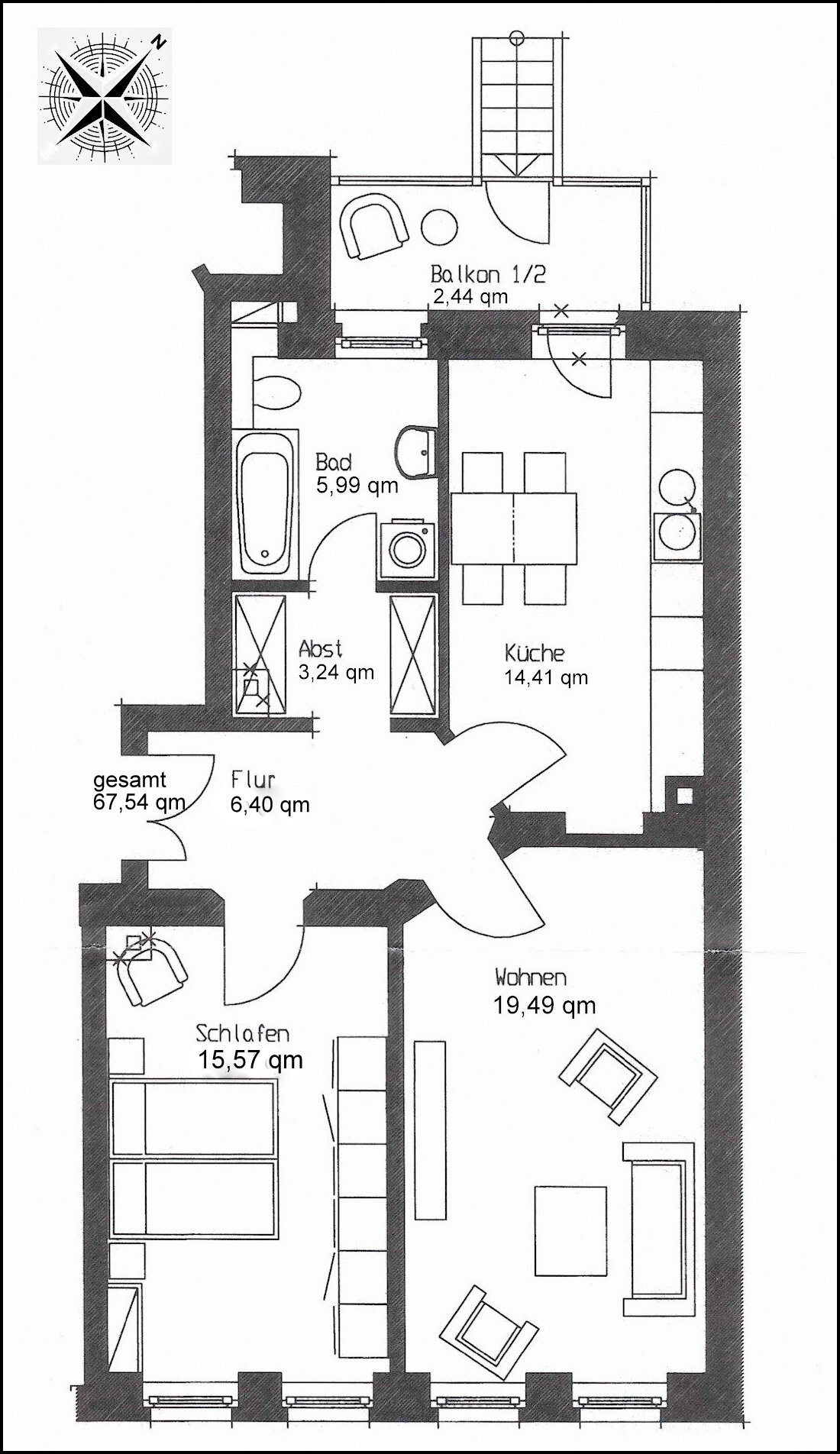 Wohnung zum Kauf 199.000 € 2 Zimmer 67,5 m²<br/>Wohnfläche EG<br/>Geschoss Ploßstraße 46 Schönefeld-Abtnaundorf Leipzig 04347