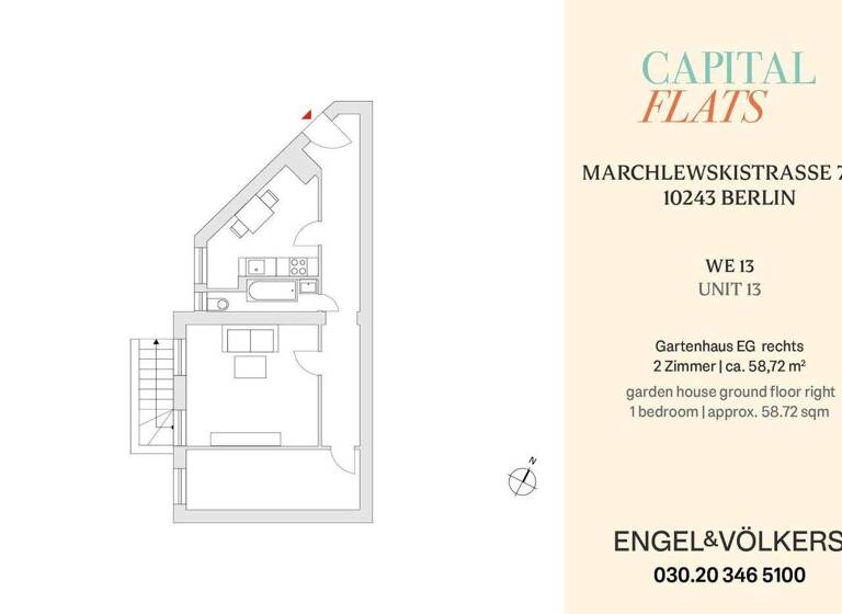 Wohnung zum Kauf provisionsfrei 299.000 € 2 Zimmer 58,7 m² EG frei ab sofort Marchlewskistraße 75 Friedrichshain Berlin 10243