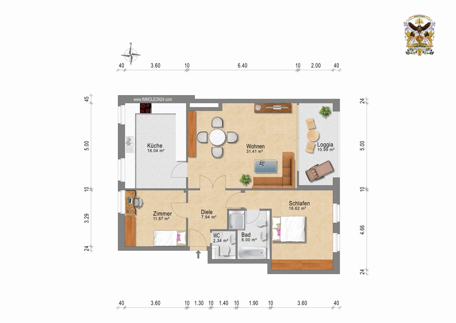 Wohnung zum Kauf provisionsfrei 477.000 € 3 Zimmer 97 m²<br/>Wohnfläche 1.<br/>Geschoss Kalkum Düsseldorf 40489