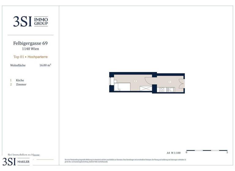 Studio zum Kauf 65.000 € 1 Zimmer 16 m² Felbigergasse 69 Wien 1140