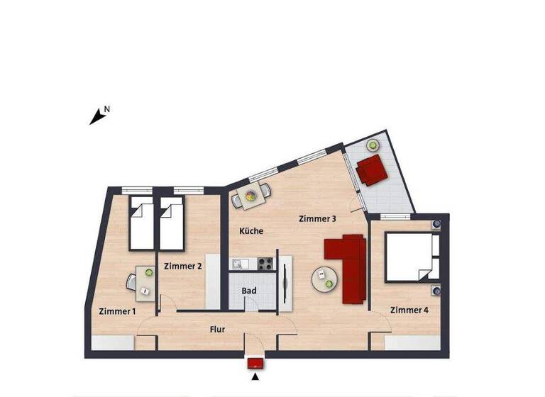 Wohnung zur Miete 564 € 4 Zimmer 79,4 m² 2. Geschoss frei ab sofort Schulenburgallee 11 Tiergartenbreite Wolfsburg 38448