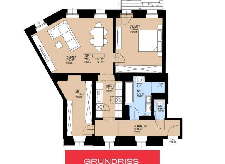 Wohnung zum Kauf 559.000 € 3 Zimmer 83,7 m² 2. Geschoss Meiselstraße 9 Wien,Rudolfsheim-Fünfhaus 1150