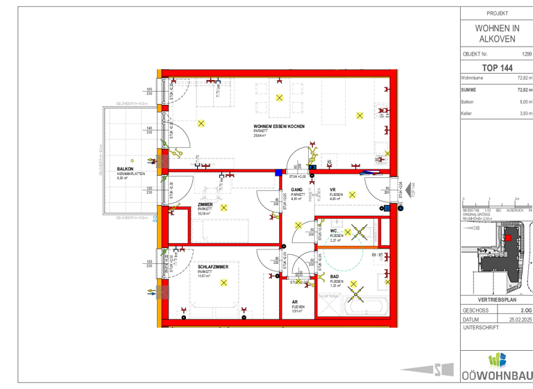 Wohnung zur Miete - Erstbezug 959 € 3 Zimmer 72,8 m² 2. Geschoss Am Dorfplatz 2 Alkoven 4072