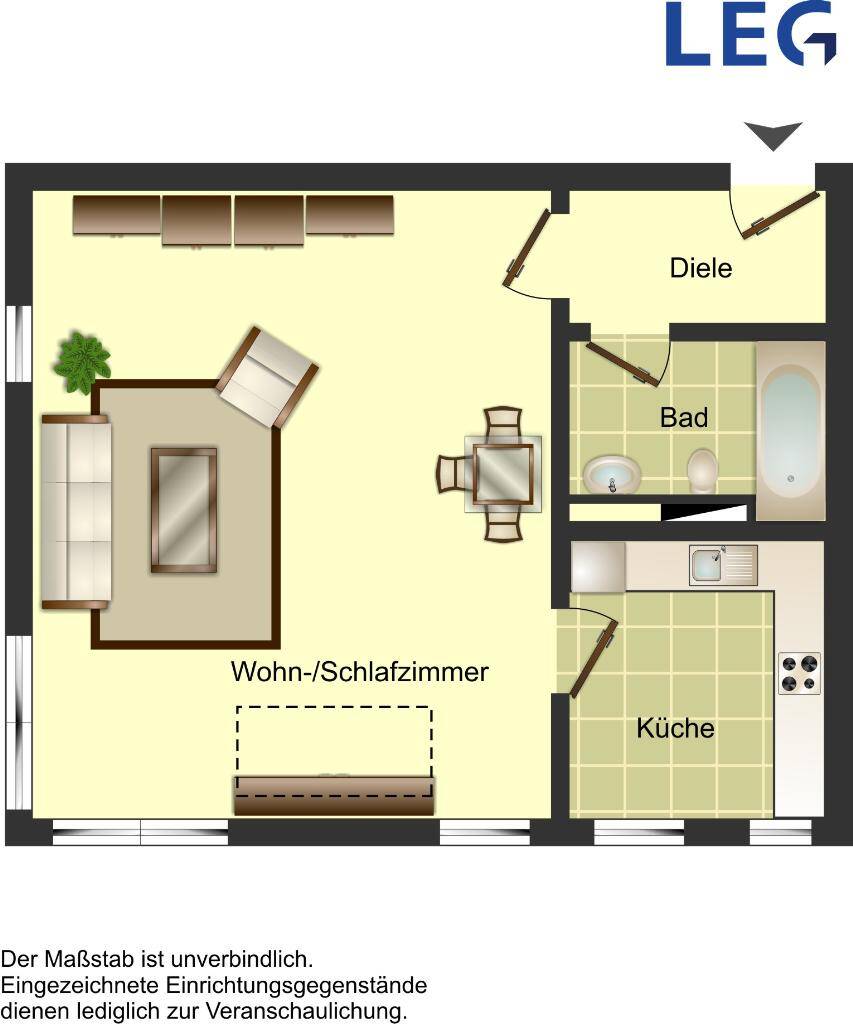 Wohnung zur Miete 409 € 1 Zimmer 38,8 m²<br/>Wohnfläche EG<br/>Geschoss 28.03.2025<br/>Verfügbarkeit Wilhelm-Busch-Straße 25 Bad Rothenfelde Bad Rothenfelde 49214