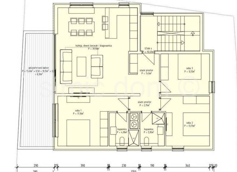 Wohnung zum Kauf 596.250 € 2 Zimmer 126 m² 2. Geschoss Rogoznica
