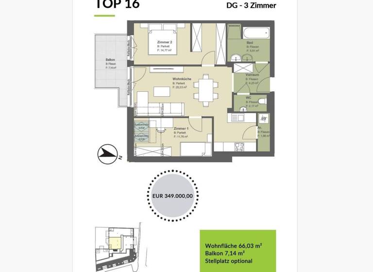 Wohnung zum Kauf provisionsfrei 349.000 € 3 Zimmer 66 m² Kritzendorf 3420