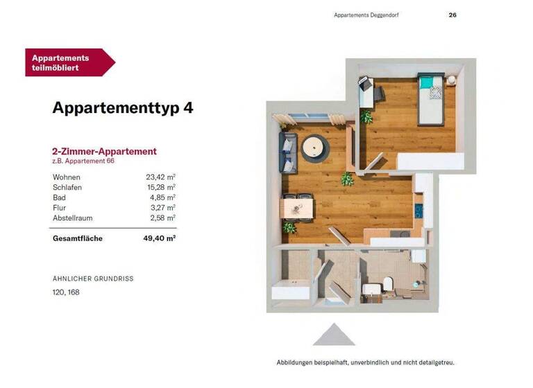 Wohnung zur Miete - Erstbezug 865 € 2 Zimmer 49,4 m² 2. Geschoss Fischerdorf Deggendorf 94469