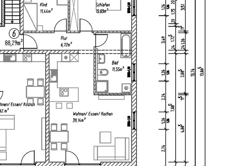 Wohnung zur Miete 1.000 € 3 Zimmer 88,3 m² 2. Geschoss Vordersarling Unterdietfurt 84339