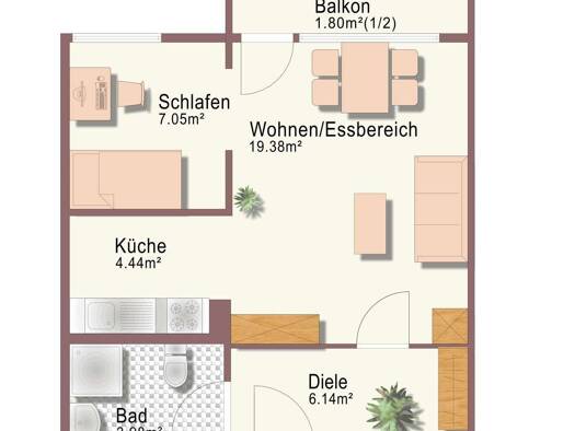 Wohnung zur Miete 850 € 1,5 Zimmer 42,5 m² 1. Geschoss frei ab 15.09.2026 Ottobrunn 85521
