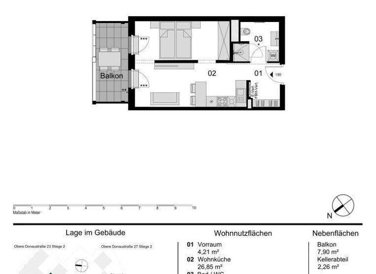 Wohnung zum Kauf - Erstbezug 1.138.000 € 4 Zimmer 100,5 m² 6. Geschoss Obere Donaustraße 23 Wien 1020