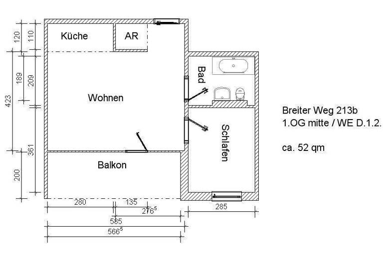 Wohnung zur Miete 415 € 2 Zimmer 52,6 m² 6. Geschoss Breiter Weg 213 b Altstadt Magdeburg / Altstadt 39104