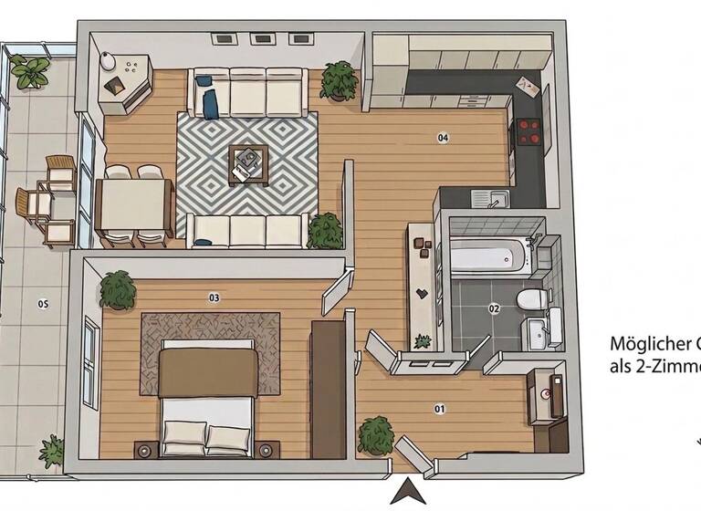 Wohnung zum Kauf provisionsfrei 199.990 € 2 Zimmer 70 m² 3. Geschoss Ensen Köln 51149