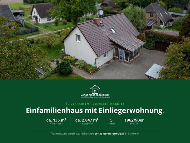 Einfamilienhaus zum Kauf provisionsfrei 325.000 € 5 Zimmer 135 m² 2.847 m² Grundstück Trebbower Str. 8 Warnitz Schwerin 19057
