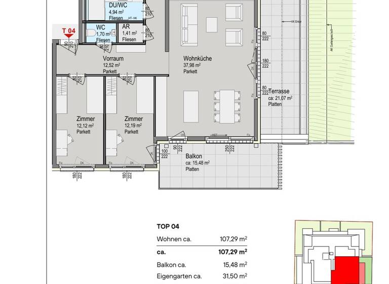Wohnung zum Kauf 935.000 € 4 Zimmer 107,3 m² Wien 1140