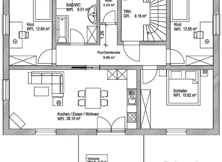 Wohnung zur Miete - Erstbezug 1.260 € 4 Zimmer 95,8 m² EG frei ab 01.06.2026 Brahmsstr. 28 Großmehring 85098