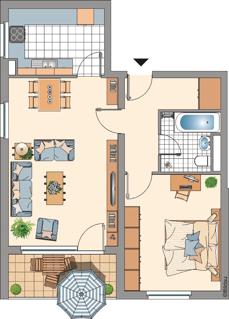 Wohnung zur Miete nur mit Wohnberechtigungsschein 334 € 2 Zimmer 60,2 m²<br/>Wohnfläche 2.<br/>Geschoss Kurt-Schumacher-Straße 12 Hetterscheidt Heide Heiligenhaus 42579